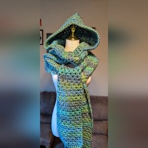 NEW, Crochet hooded scarf, handmade